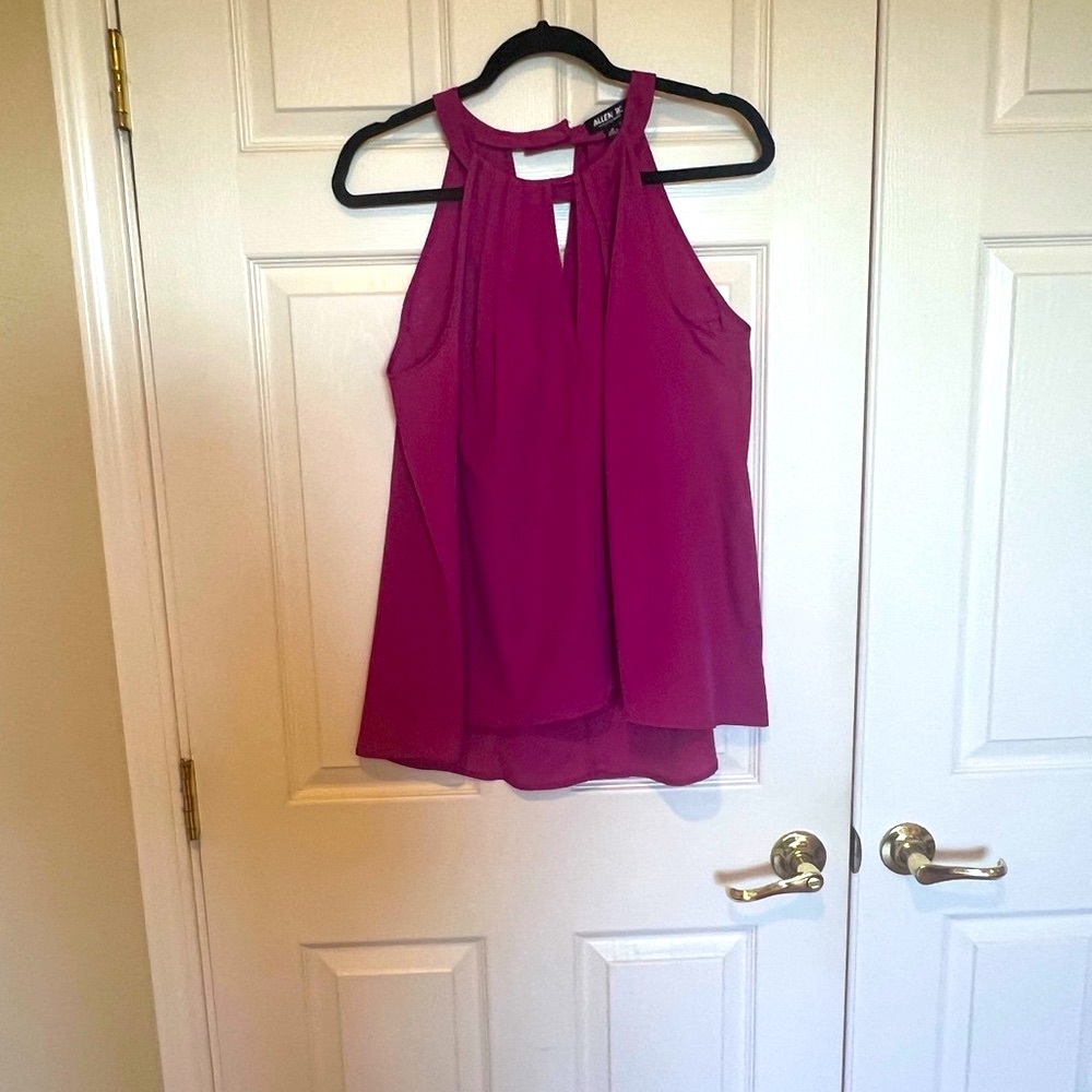 Allen B Schwartz Grape/Plum Colored Blouse with Attractive Halter Style Neckline